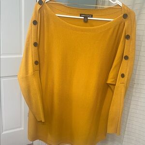 Cable & Gauge Mustard Sweater with Button Detail